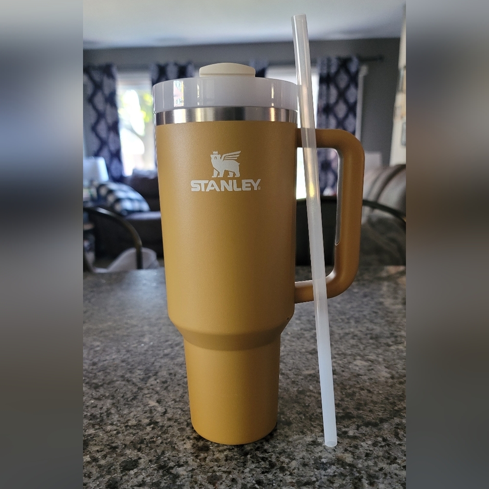 Stanley Mustard Yellow 40 Oz Travel Mug with Straw